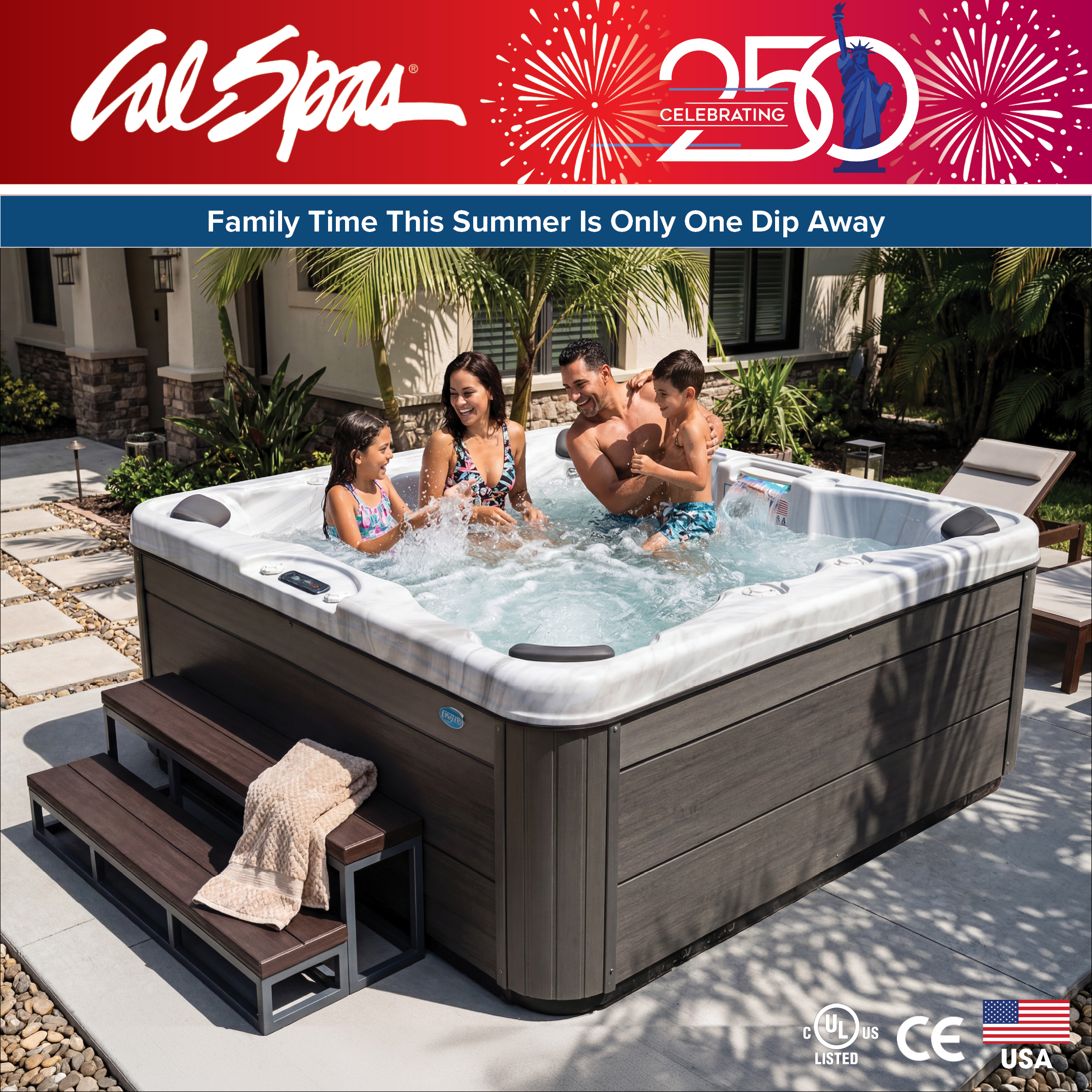 Calspas hot tub being used in a family setting - Flowermound